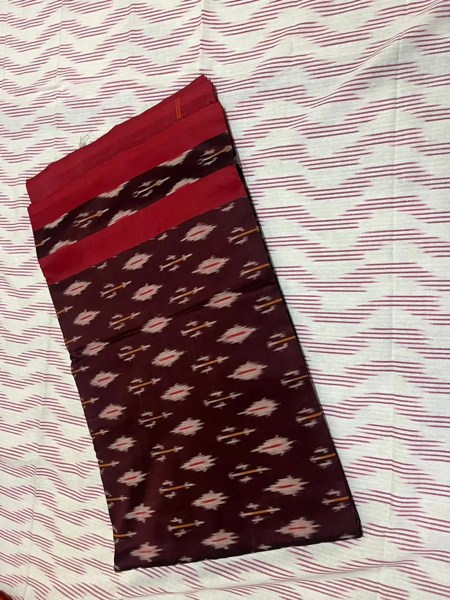 Product image: maroon and red folded saree-like textile