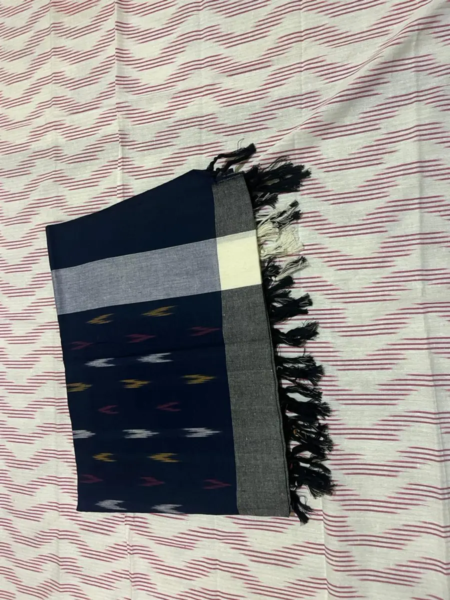 Product image: navy blue, cream, and black scarf or stole