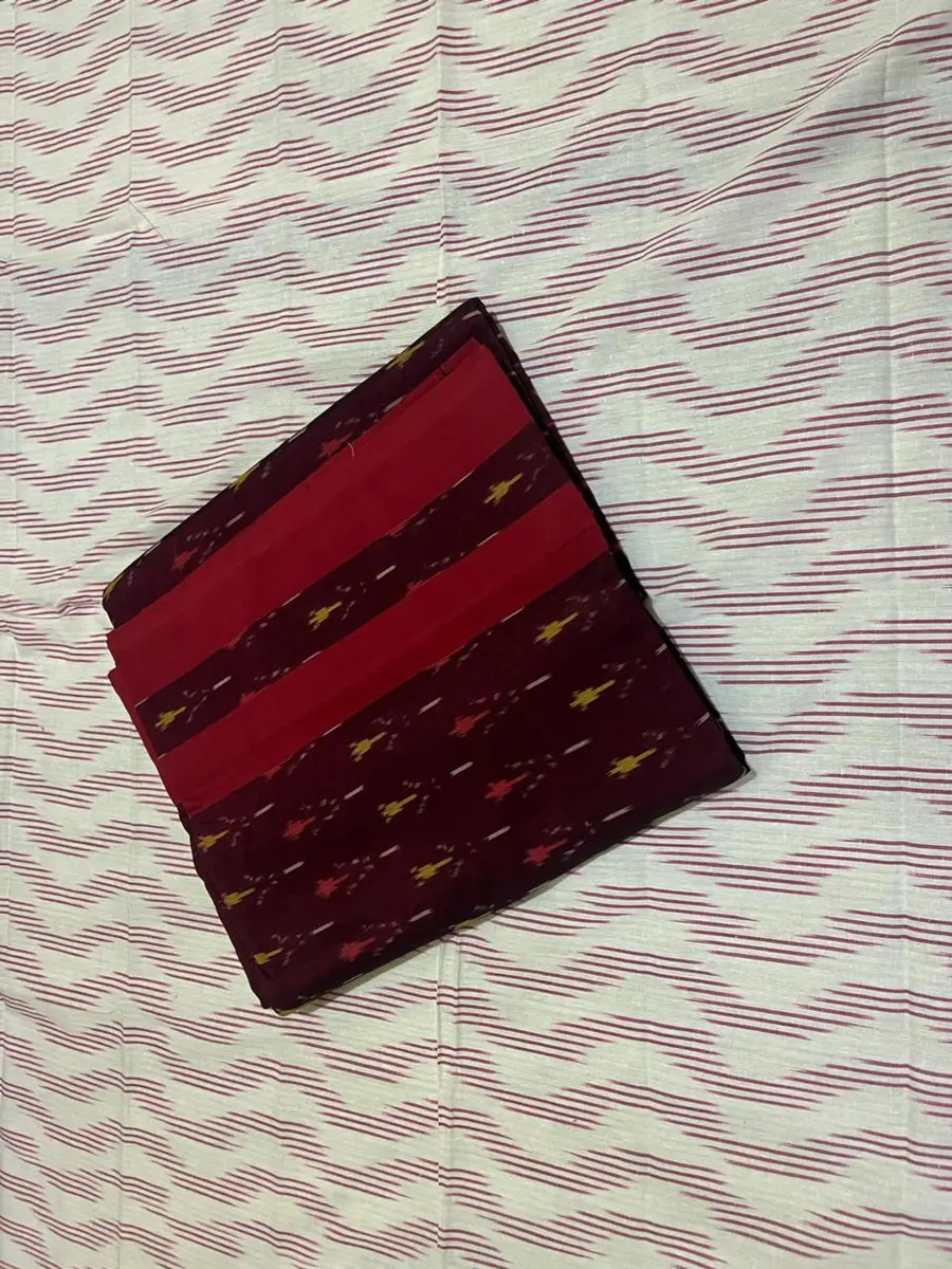 Product image: maroon and red folded saree-like textile
