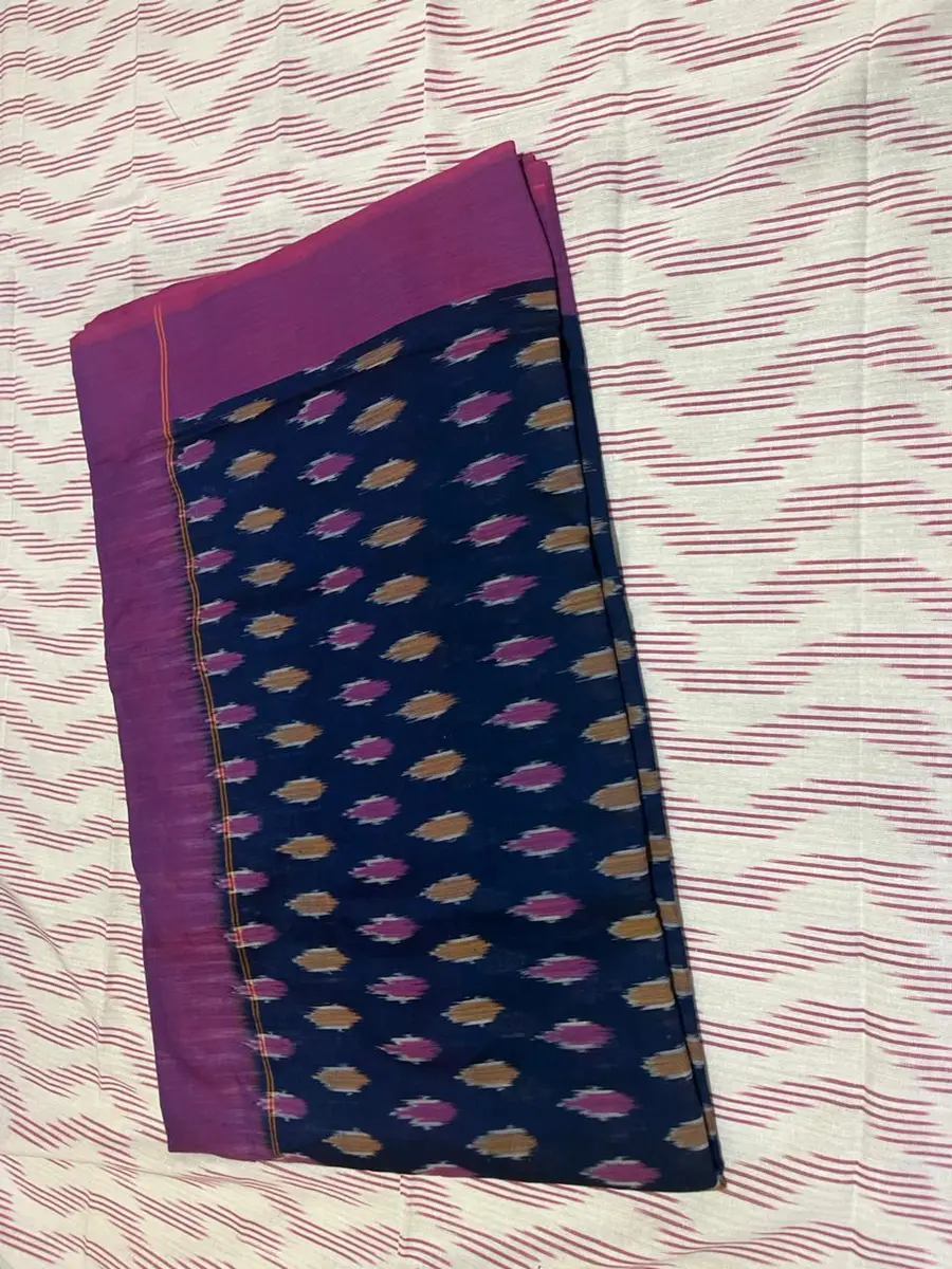 Product image: navy blue and purple saree-like textile, repeated views