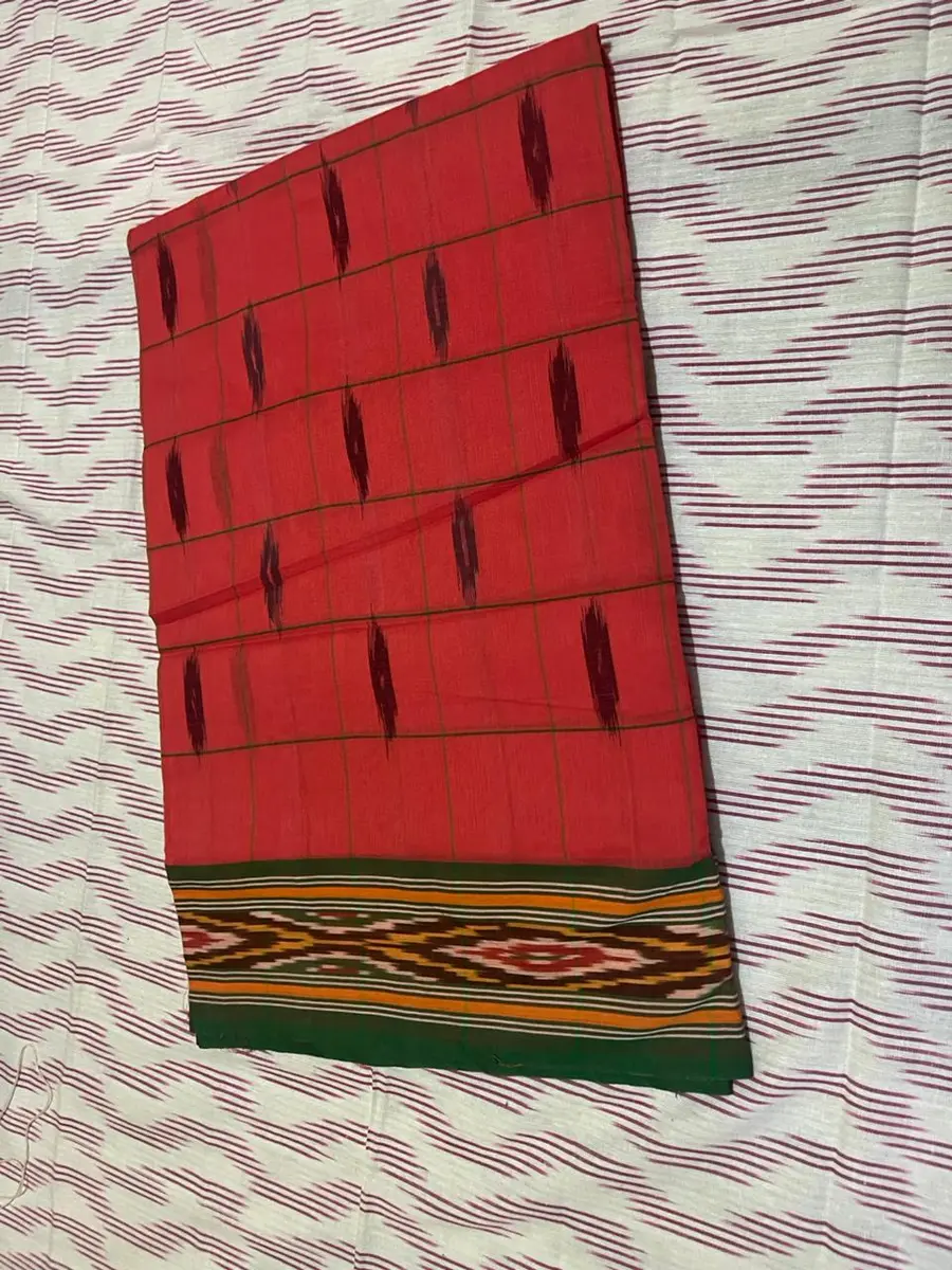 Product image: red and green folded saree-like textile