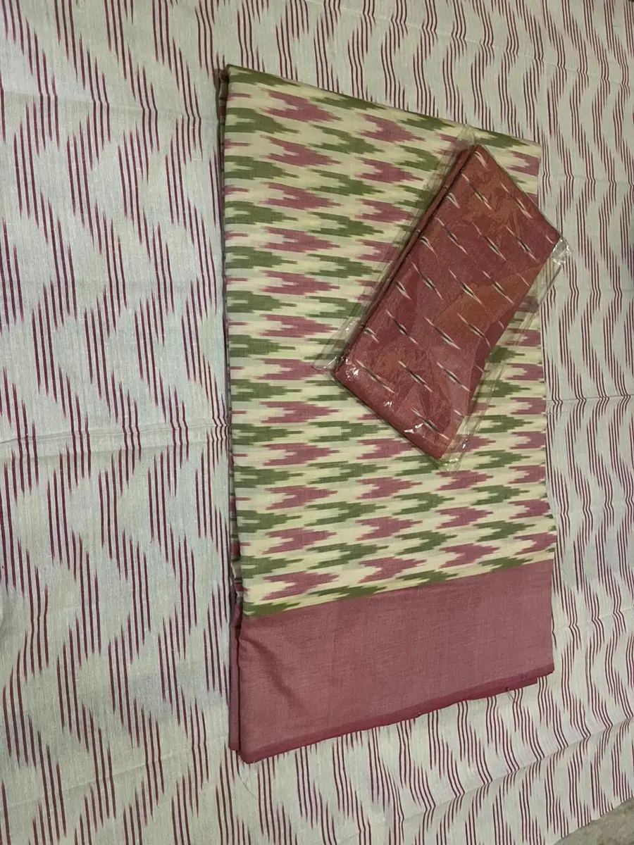 Product image: lime green and mauve saree-like textile, repeated views