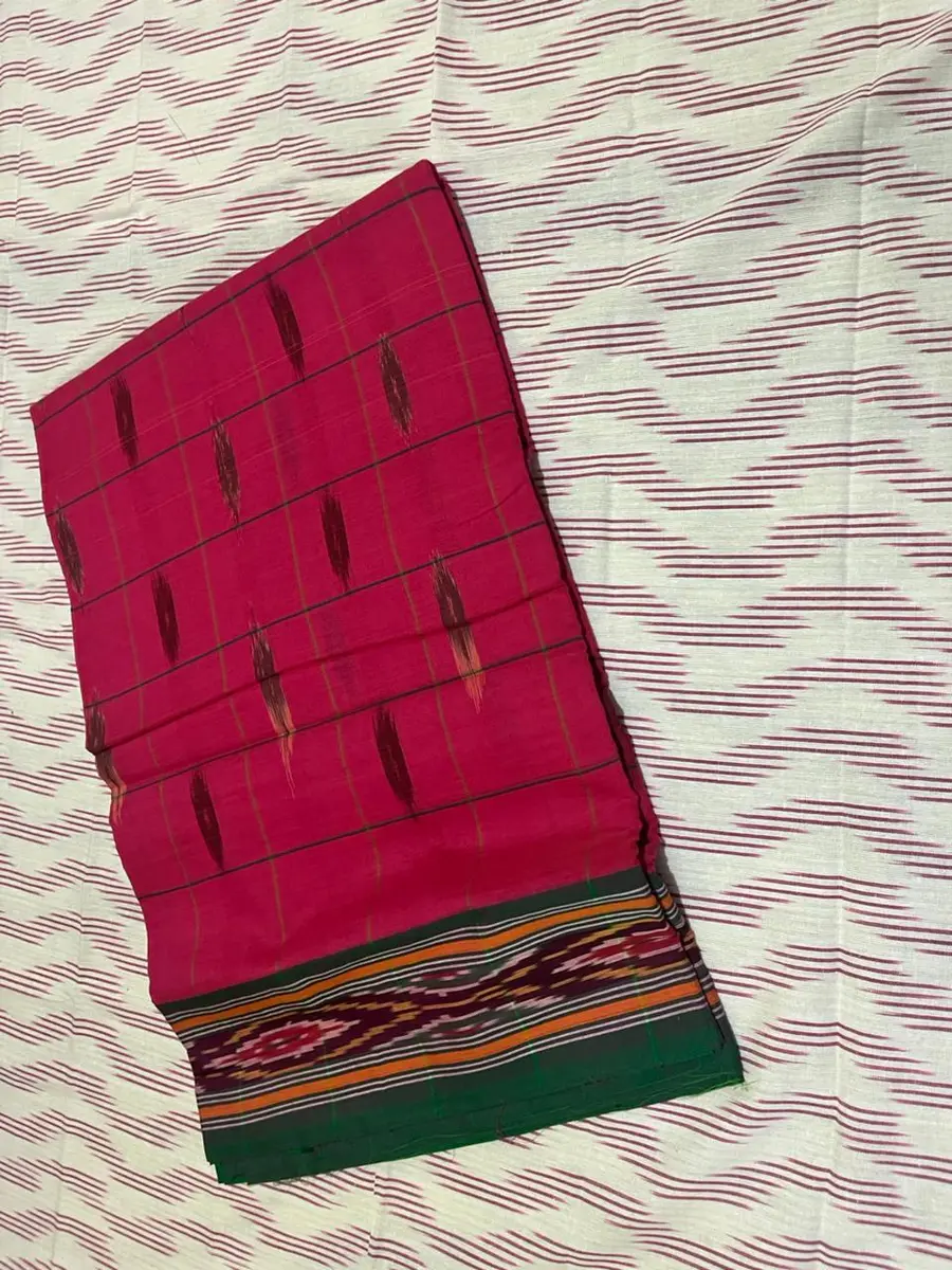 Product image: red and green folded saree-like textile