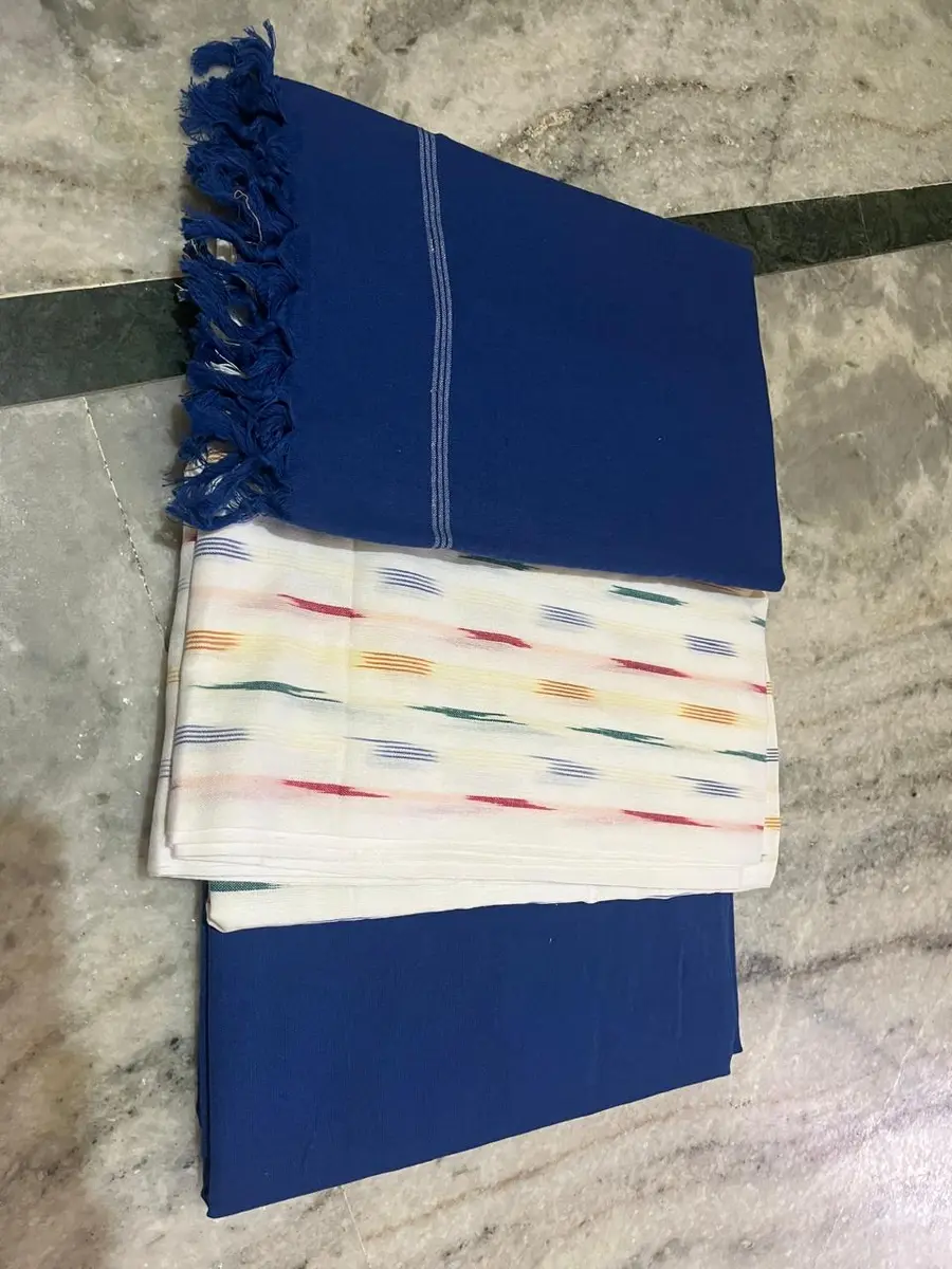 Product image: navy blue, cream, and multicolor scarf or stole