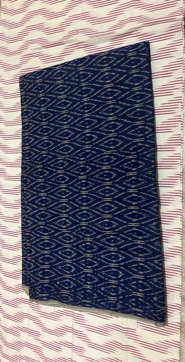 Product image: navy blue and cream folded saree-like textile
